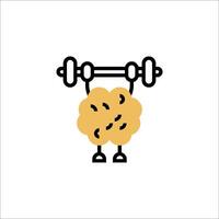 A cartoon character lifting a barbell vector