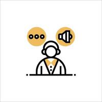 A person with a headset and a microphone icon vector