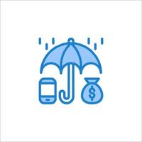 An umbrella and money bag icon vector