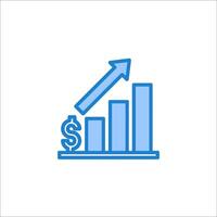 A graph chart with an arrow going up vector