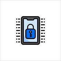 A phone with a lock on it and a key on it vector