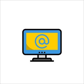Email icon on computer monitor illustration vector