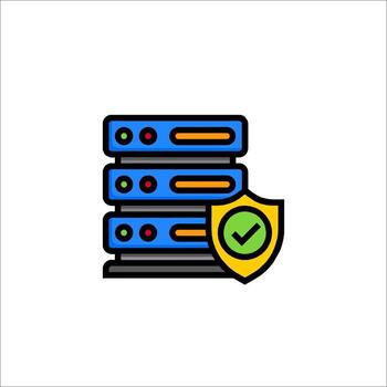servidor icono con un cheque marca en parte superior de eso vector
