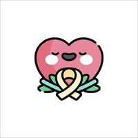 Heart with ribbon and leaves icon vector
