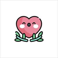 A cute heart with leaves on it vector
