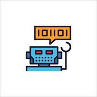 A robot with a speech bubble and a button vector