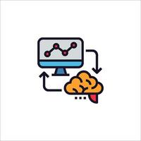 A computer screen with a brain icon and a computer vector