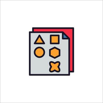 A file icon with a red and orange background vector