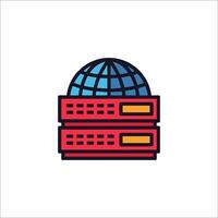 A red and blue globe icon on a white background vector