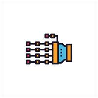 A robot arm with a robot head on it vector