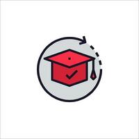A red graduation cap with a check mark on it vector