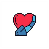 Heart in hand robot hand icon illustration vector