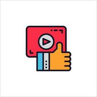 A hand with a thumbs up and a player icon vector