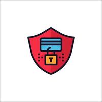 A red shield with a lock on it vector