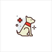 A dog with a red collar and cross on it vector