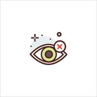 An eye icon with a cross and a red dot vector