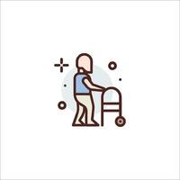 An elderly man with a walker icon vector