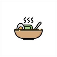 A bowl of food with a spoon and a fork vector