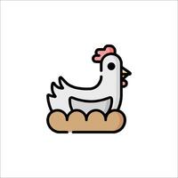 A chicken sitting on a log icon vector