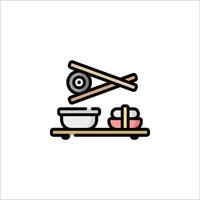 A sushi roll and chopsticks icon vector