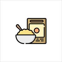 A bowl of cereal and a book icon vector