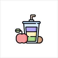 A drink and an apple icon vector