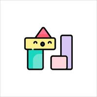 A colorful toy block with a pink and blue face vector