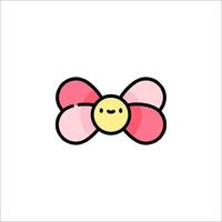 A cute pink bow with a smiley face on it vector
