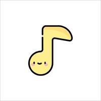 A cute yellow musical note with a smile vector