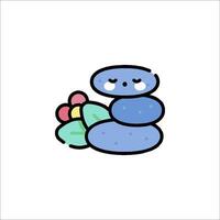 A cute little cactus with a stone on top vector