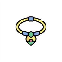 An icon of a necklace with a green and blue color vector