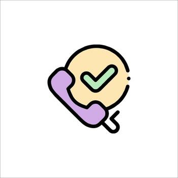 A phone icon with a check mark on it vector