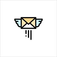 An email envelope with wings and a line vector