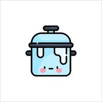 A cute blue pot with a face on it vector