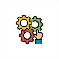 Gears icon with hand pointing to it vector