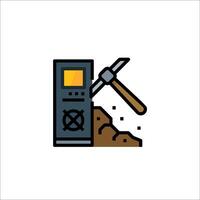 A hammer and a computer on a white background vector
