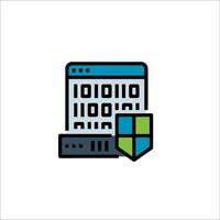 A computer with a shield and a shield icon vector