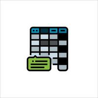 A calendar icon with a green and blue square vector