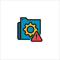 A file icon with a gear and a caution symbol vector