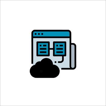 A cloud icon with a computer and a cloud vector