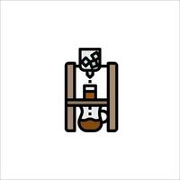 A coffee machine is sitting on a wooden stand vector