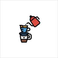 Coffee icon with a red kettle and a cup of coffee vector