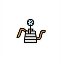 A coffee pot with a clock on top vector
