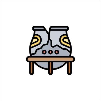 A broken pot on a table with a broken pot inside vector