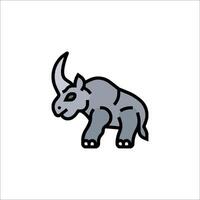 A triceratops is shown in a cartoon style vector