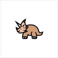 A cartoon dinosaur with horns on its head vector