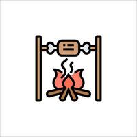 A campfire with a log and a fire vector