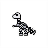 A dinosaur skeleton icon on a white background vector