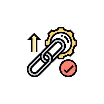 un enlace icono con un cadena y un cheque marca vector