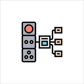 A computer with a red light on it vector